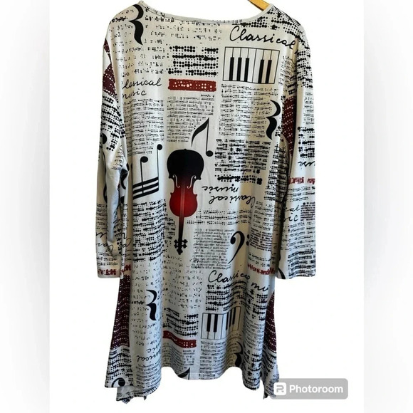Lily by Firmiana Music Lovers Tunic or dress asymmetrical flutter sleeveSz 3XL - Picture 2 of 10